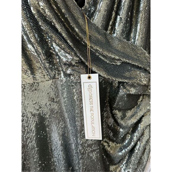Dress the Population Jordan Gunmetal Sequin Gown Size  XL - Picture 7 of 16